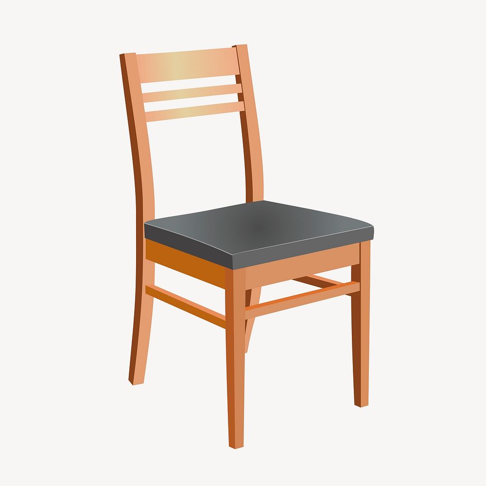 Wooden chair clip art, object illustration. Free public domain CC0 image.