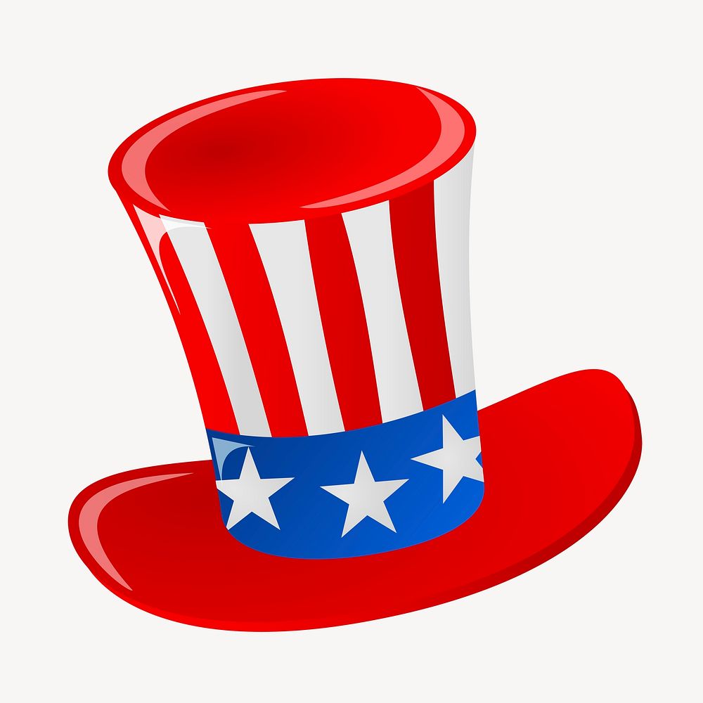 American top hat clip art color illustration. Free public domain CC0 image.