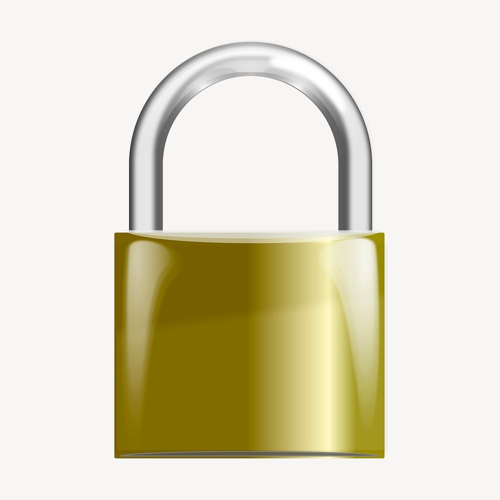 Security padlock clip art color illustration. Free public domain CC0 image.