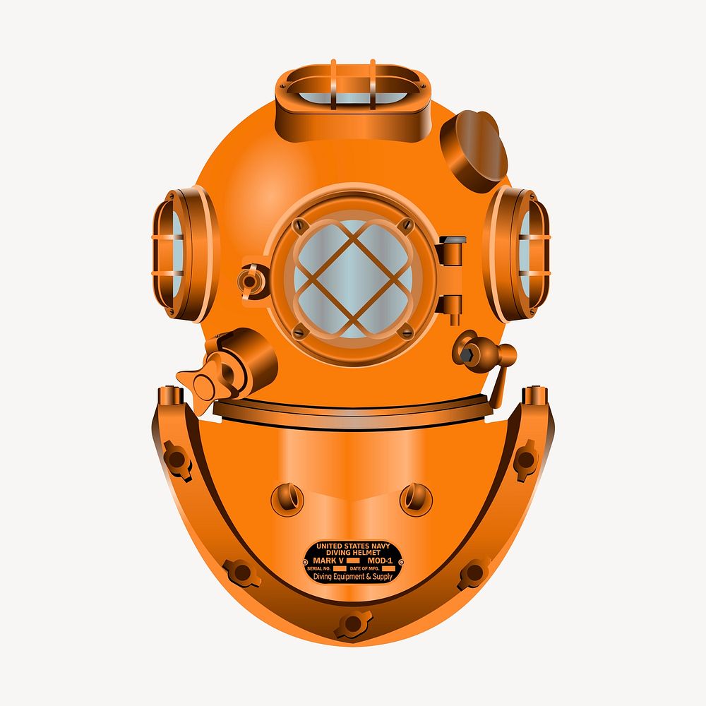 Diving helmet clipart, illustration vector. Free public domain CC0 image.