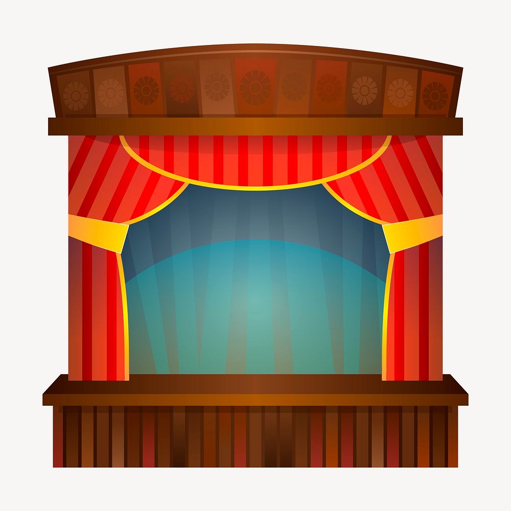 Theater stage clip art color illustration. Free public domain CC0 image.