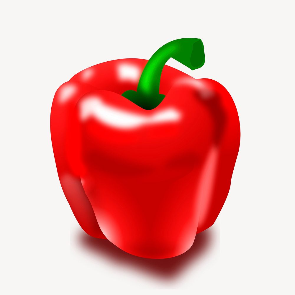 Red bell pepper clip art color illustration. Free public domain CC0 image.