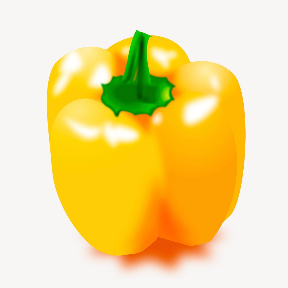 Yellow bell pepper clip art color illustration. Free public domain CC0 image.