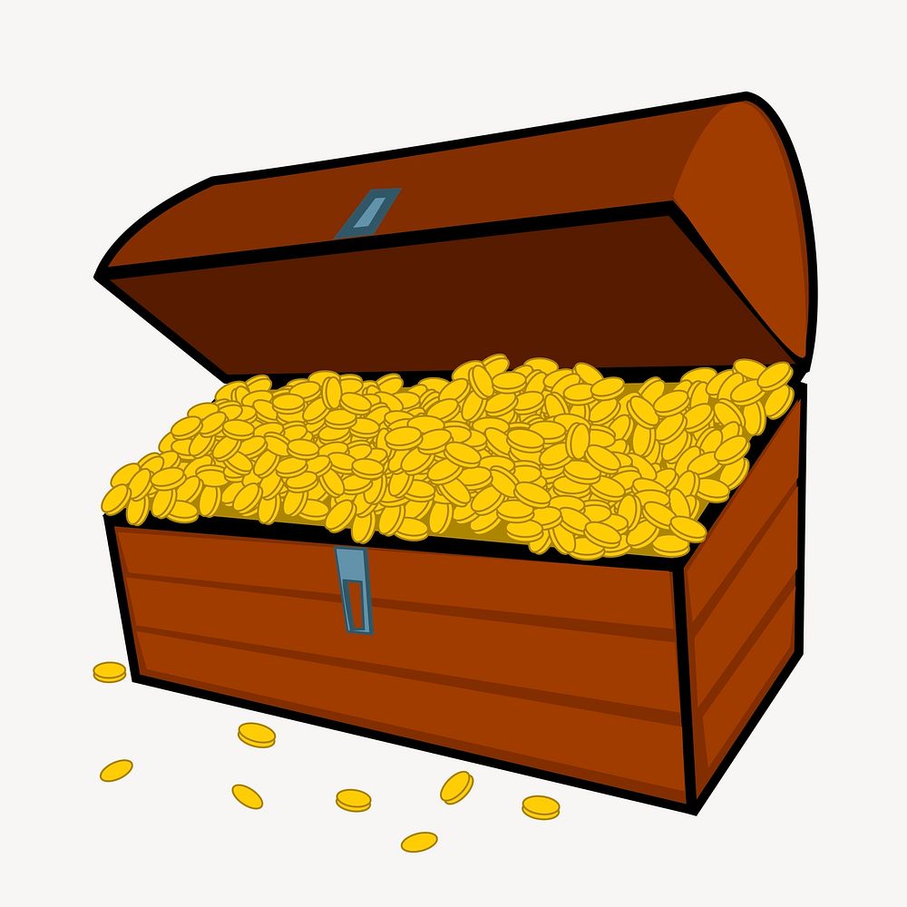 Treasure chest clipart, illustration vector. Free public domain CC0 image.