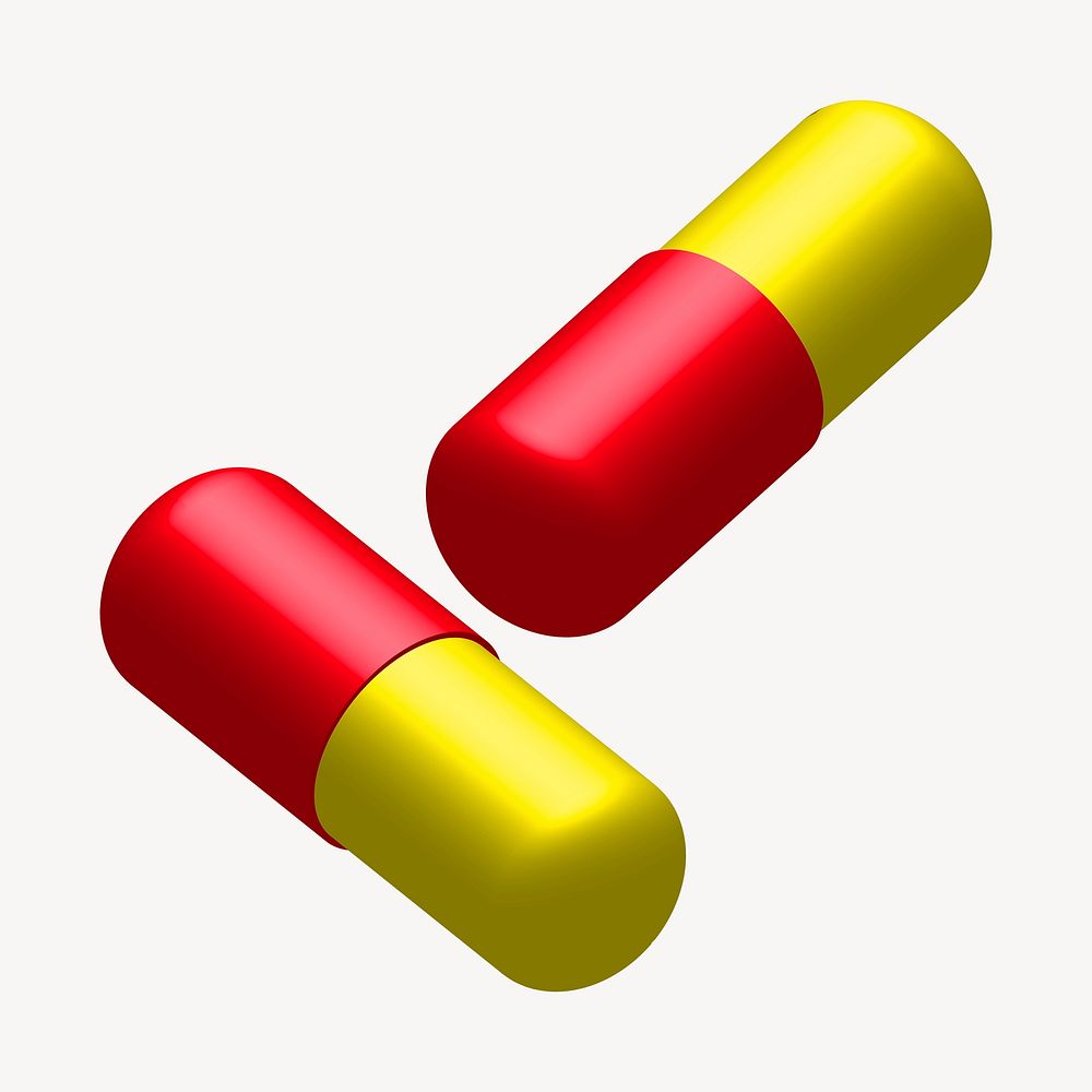Medicine capsules clipart, collage element illustration psd. Free public domain CC0 image.