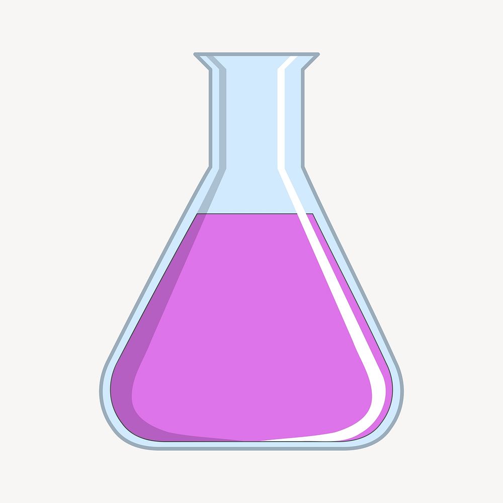 Science beaker clip art color illustration. Free public domain CC0 image.