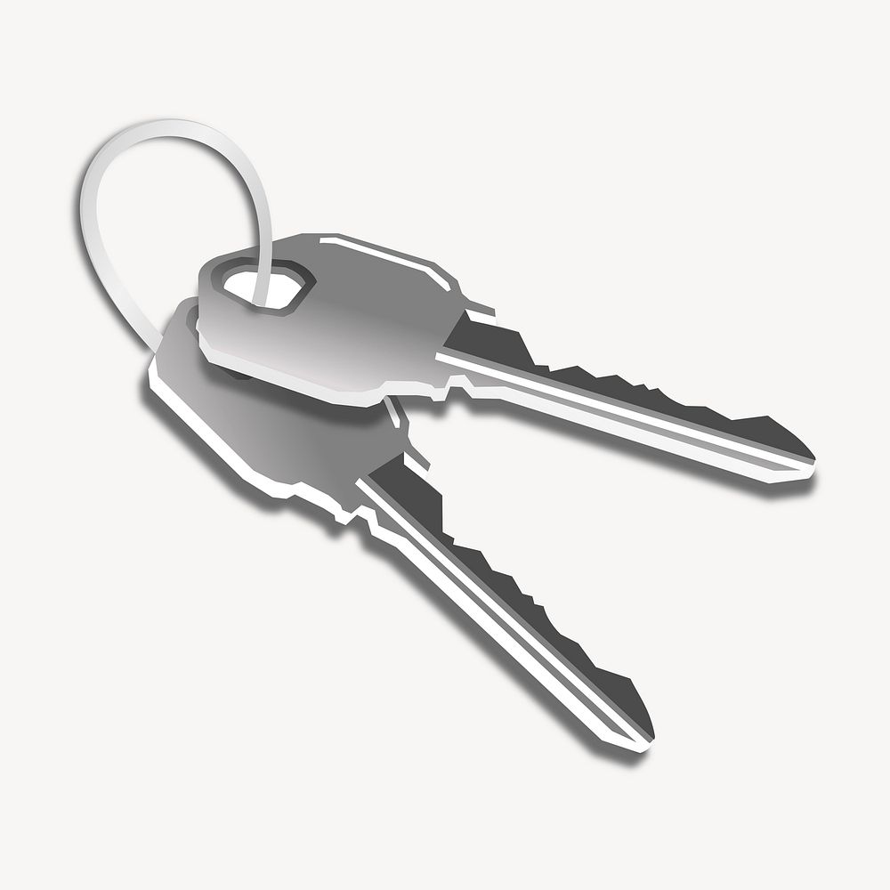 Gray keys clip art, object illustration. Free public domain CC0 image.