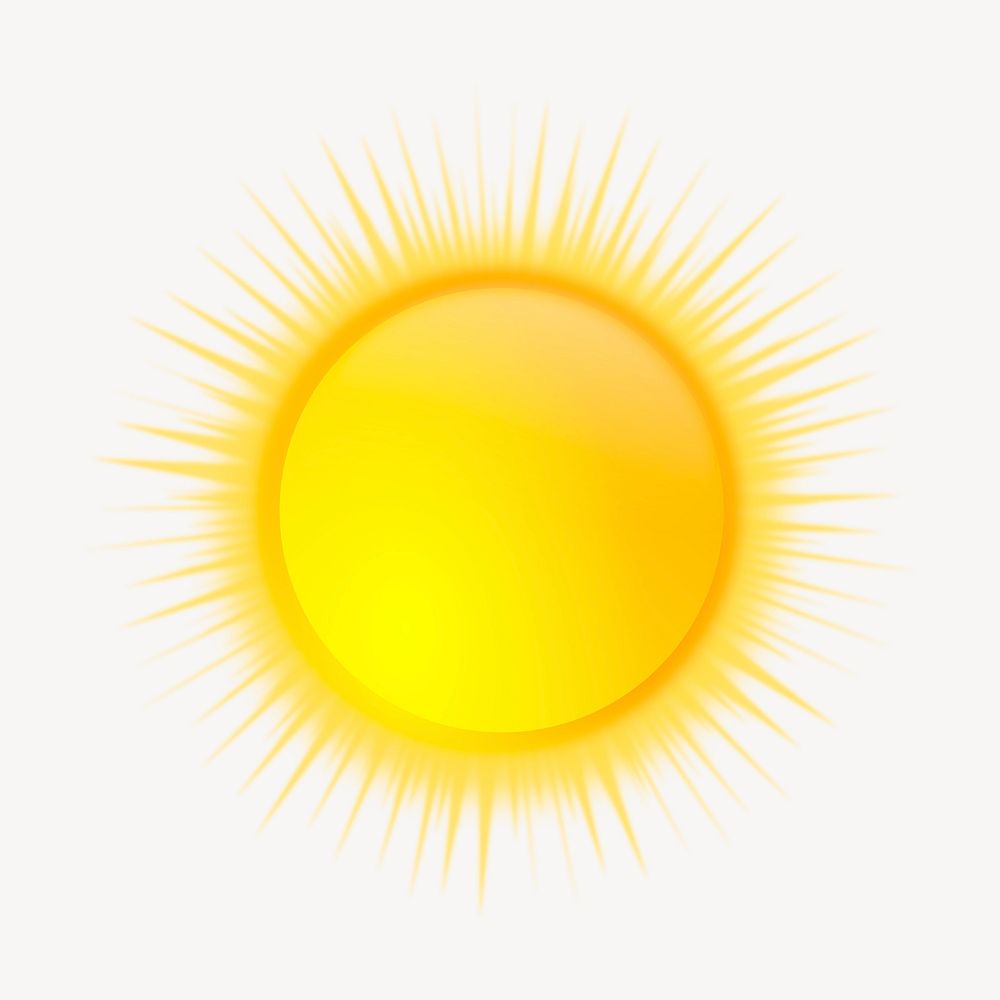 Bright sun, weather clipart, illustration vector. Free public domain CC0 image.