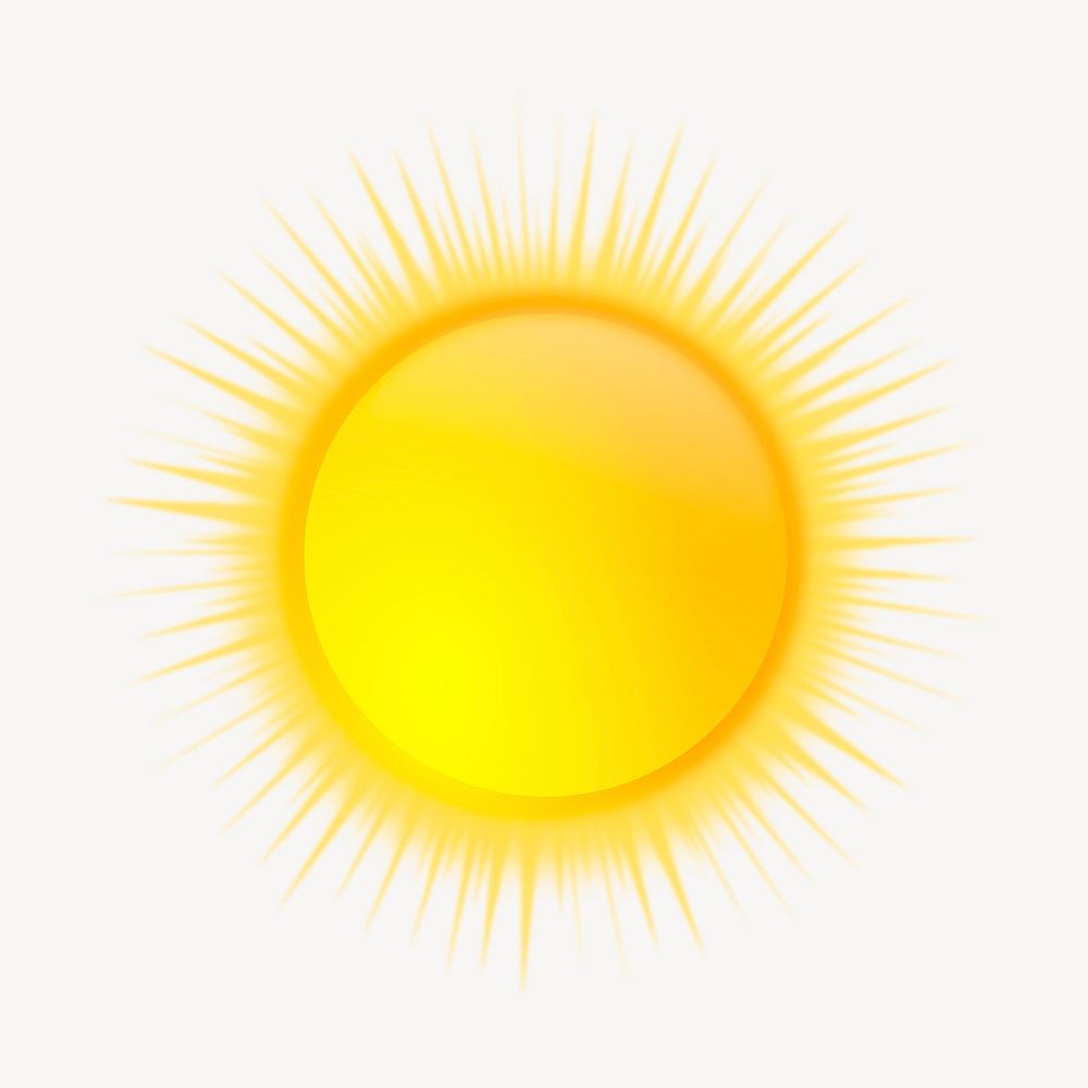 Bright sun, weather clipart, collage element illustration psd. Free public domain CC0 image.