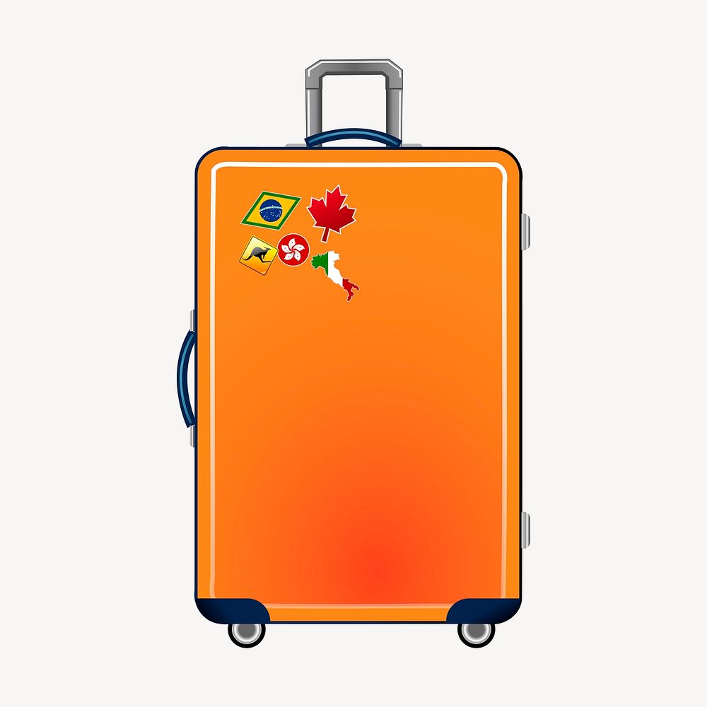 Orange suitcase clipart, illustration vector. Free public domain CC0 image.