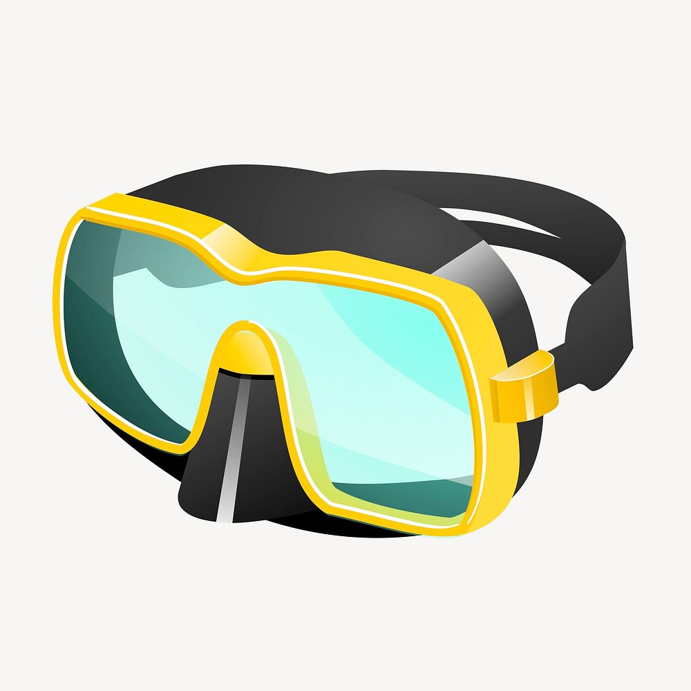 Scuba mask clip art color illustration. Free public domain CC0 image.