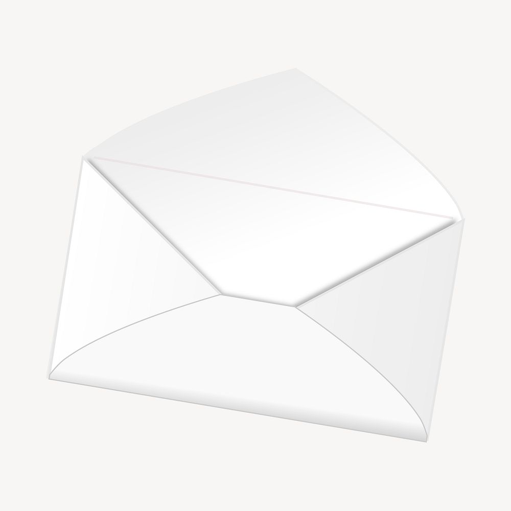 White envelope clip art, object illustration. Free public domain CC0 image.