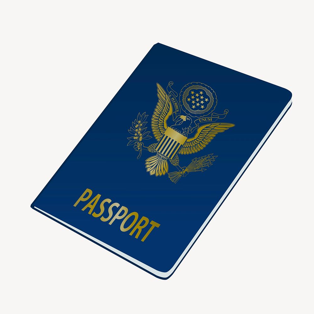Blue passport clipart, illustration vector. Free public domain CC0 image.