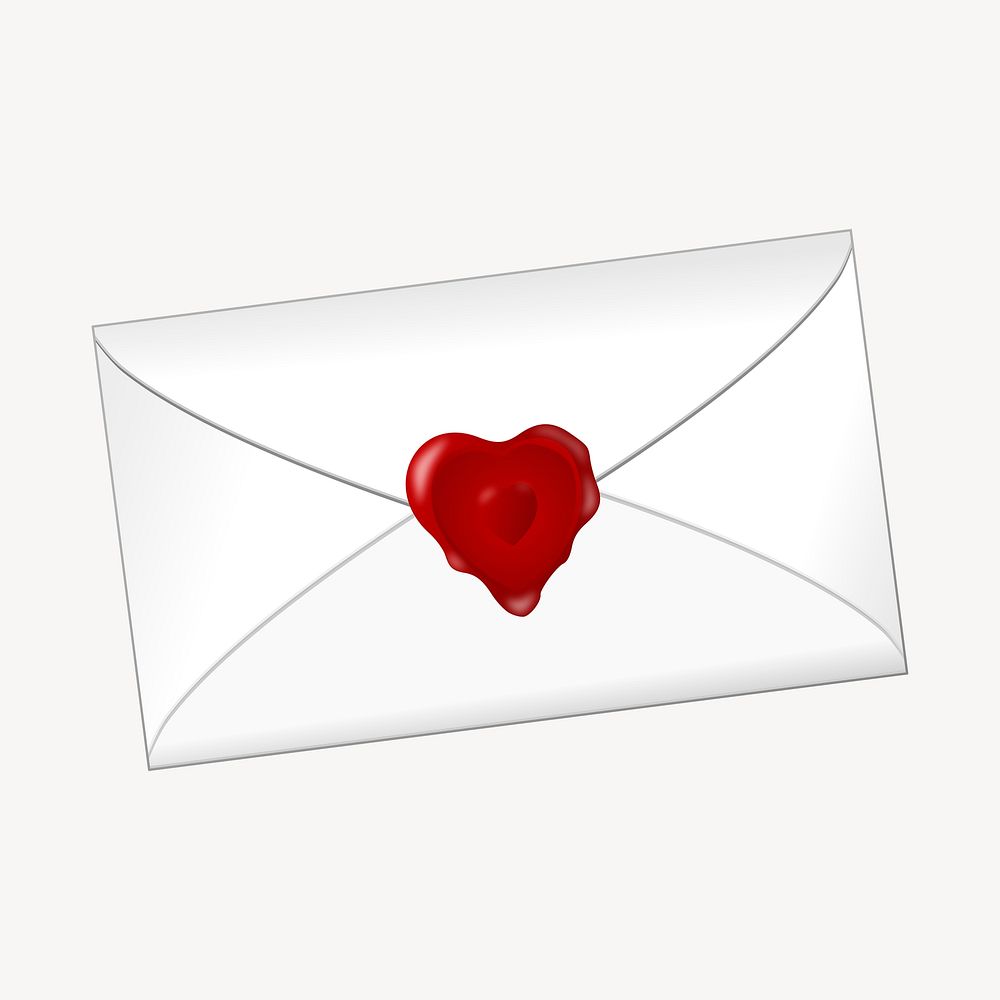 Love letter clip art color illustration. Free public domain CC0 image.