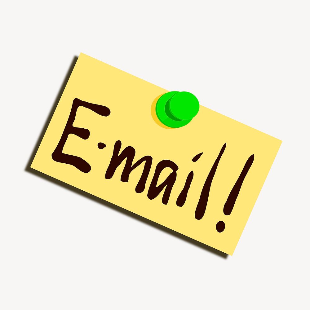 Email reminder note clip art color illustration. Free public domain CC0 image.