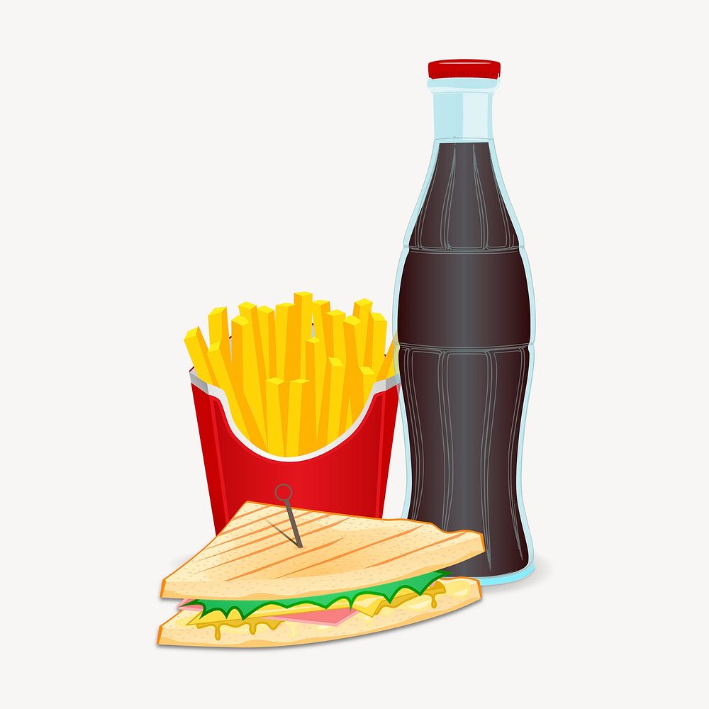 Fast food clip art colorful illustration. Free public domain CC0 image.