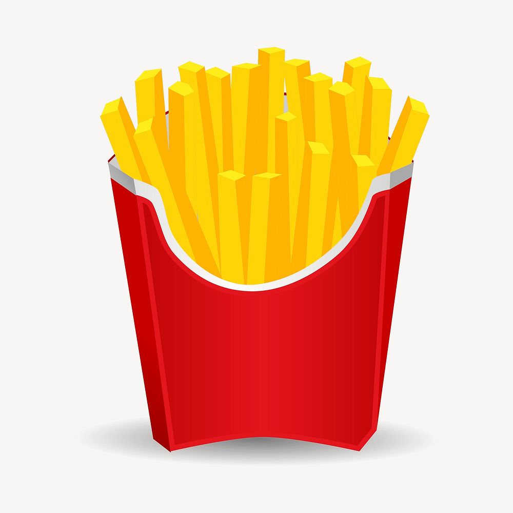 French fries clip art colorful illustration. Free public domain CC0 image.