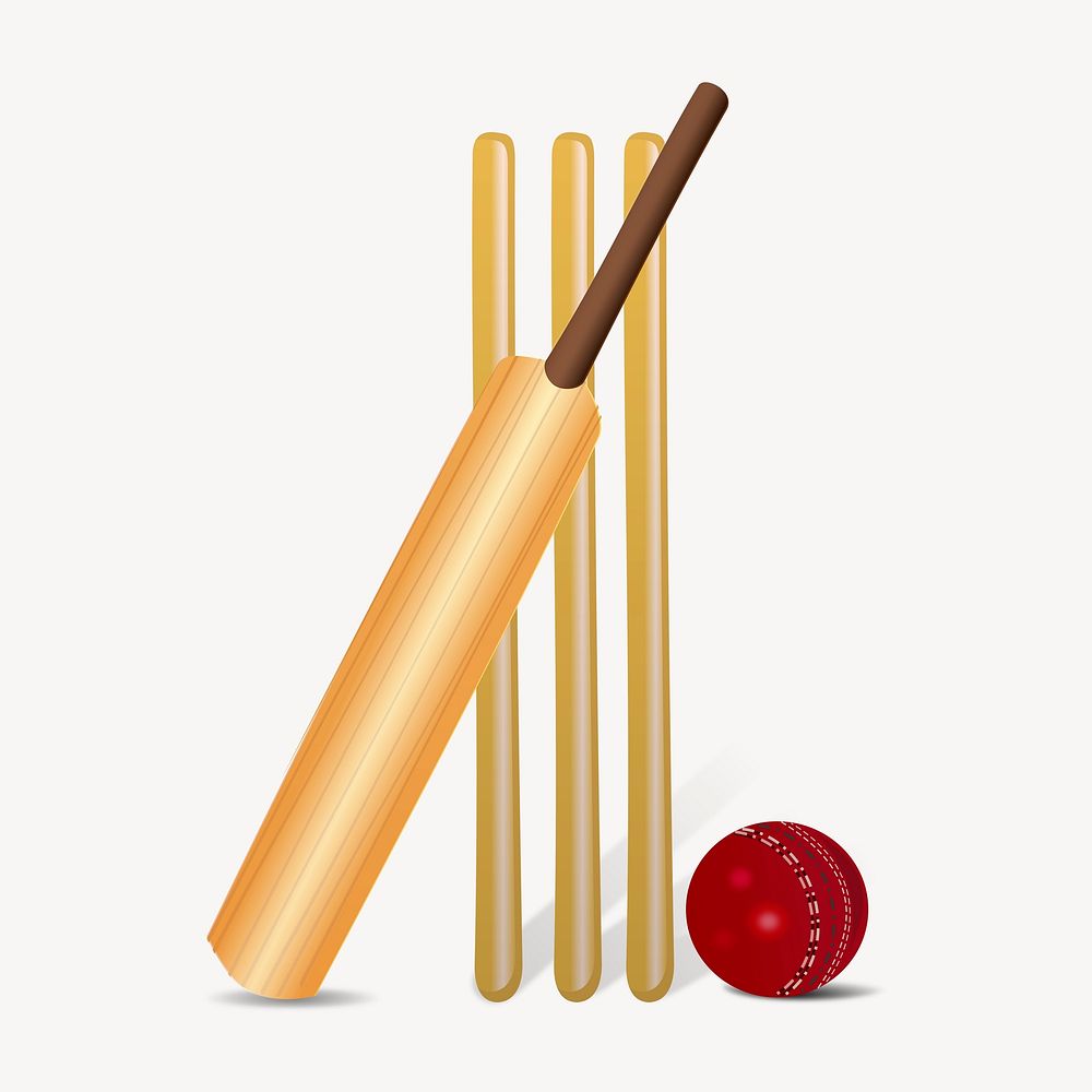 Cricket sports clip art color illustration. Free public domain CC0 image.