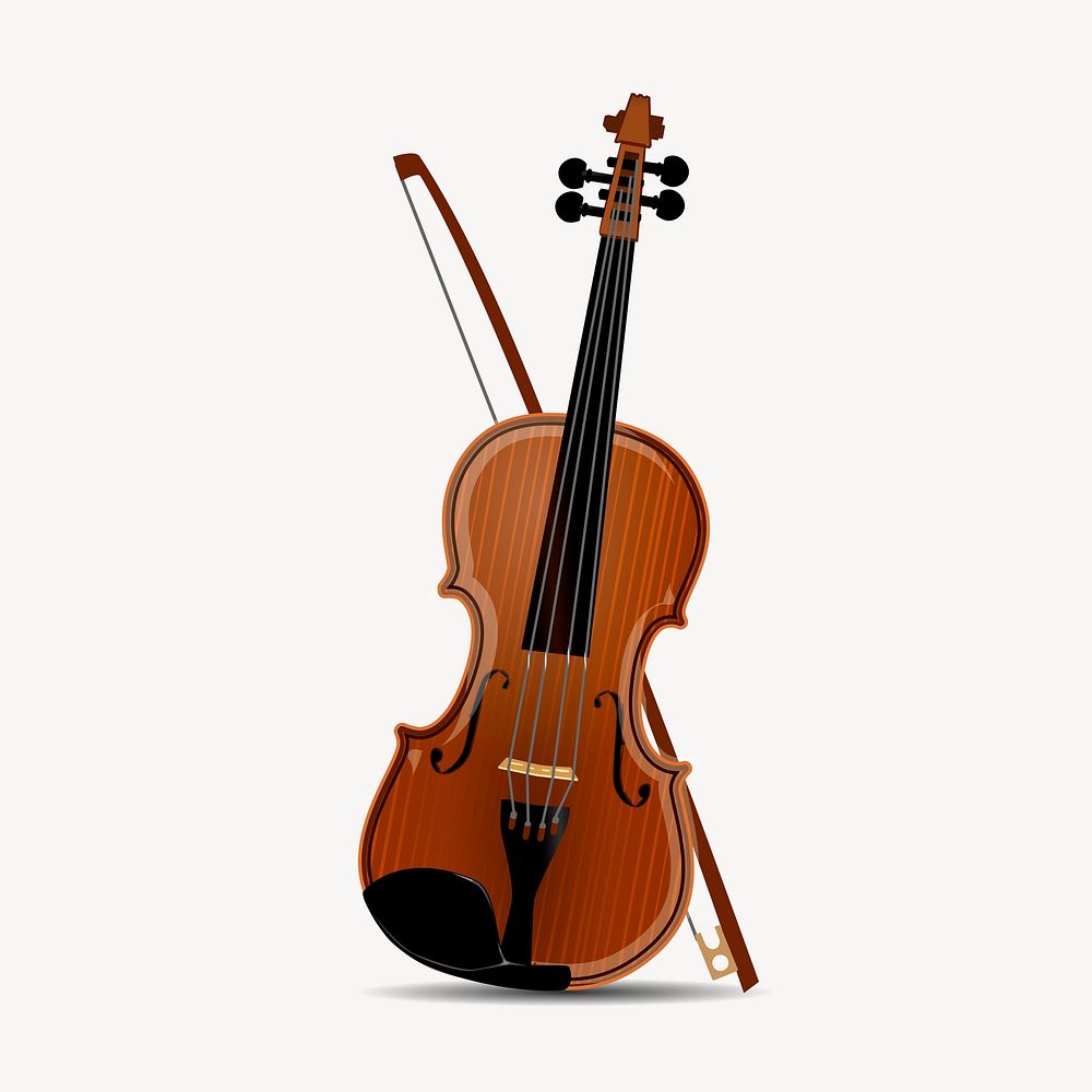 Violin music instrument clip art, object illustration. Free public domain CC0 image.