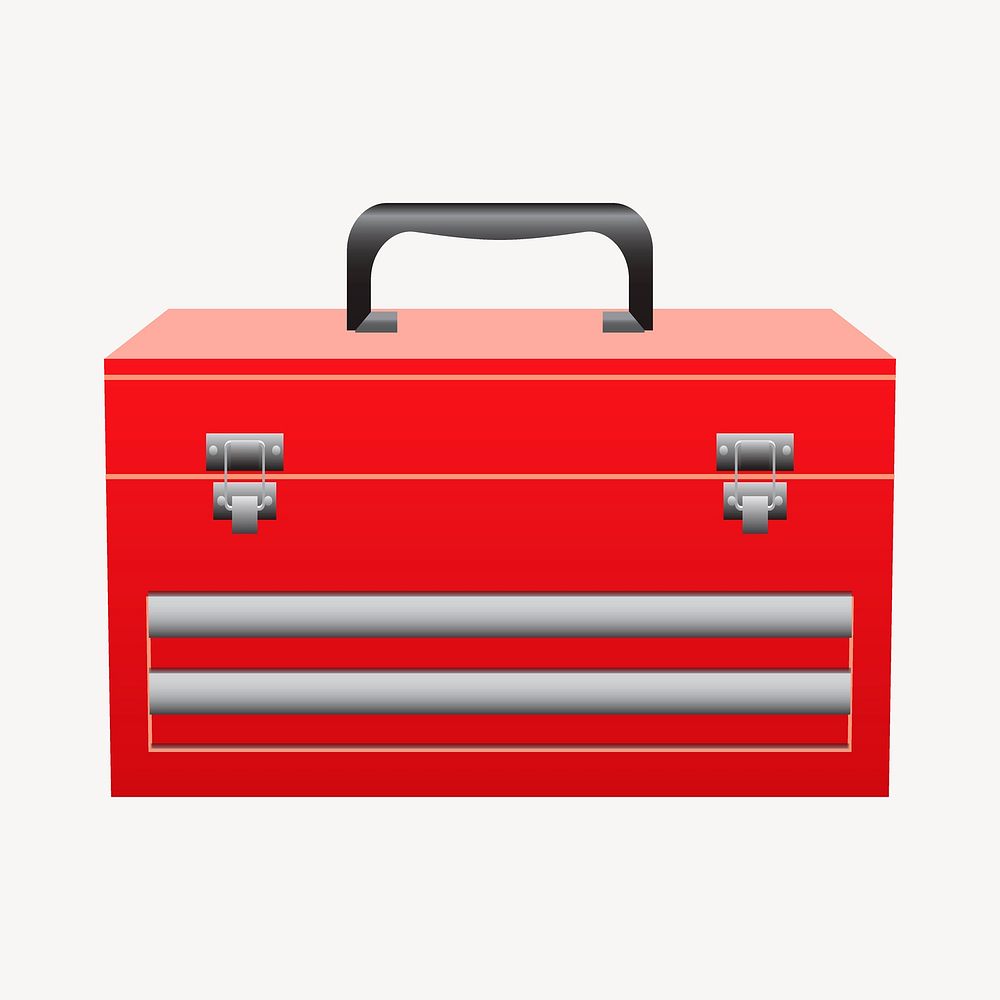Red tool box clip art colorful illustration. Free public domain CC0 image.
