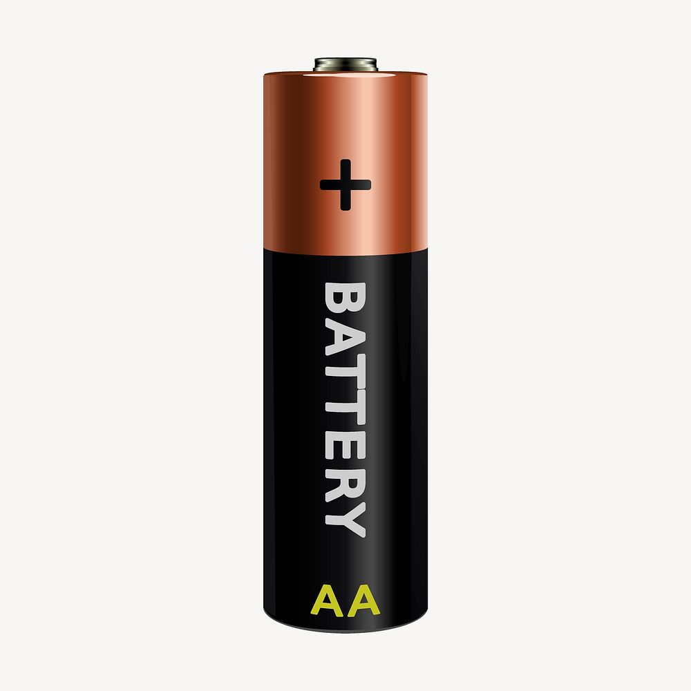 AA battery clipart, collage element illustration psd. Free public domain CC0 image.