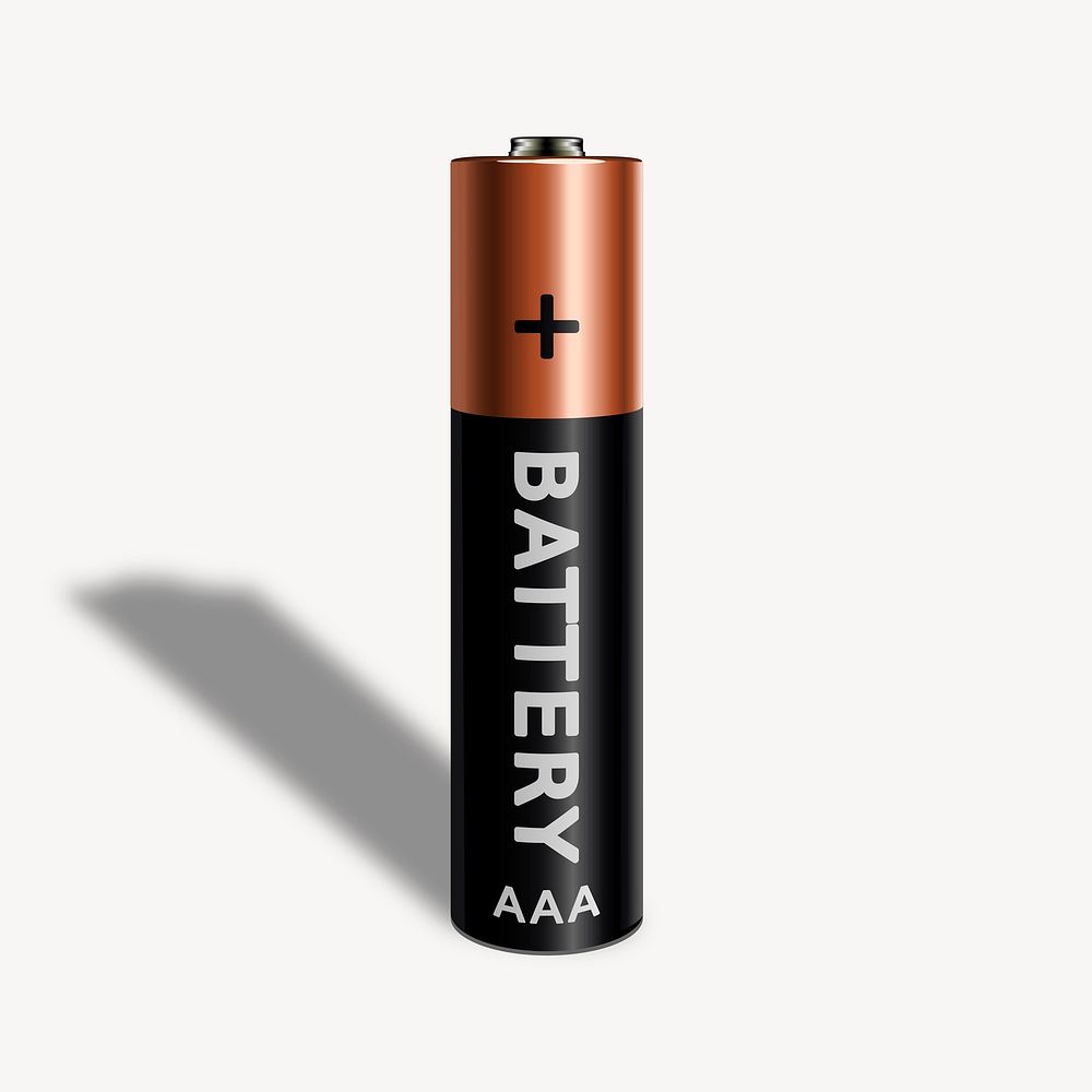 AAA battery clip art, object illustration. Free public domain CC0 image.