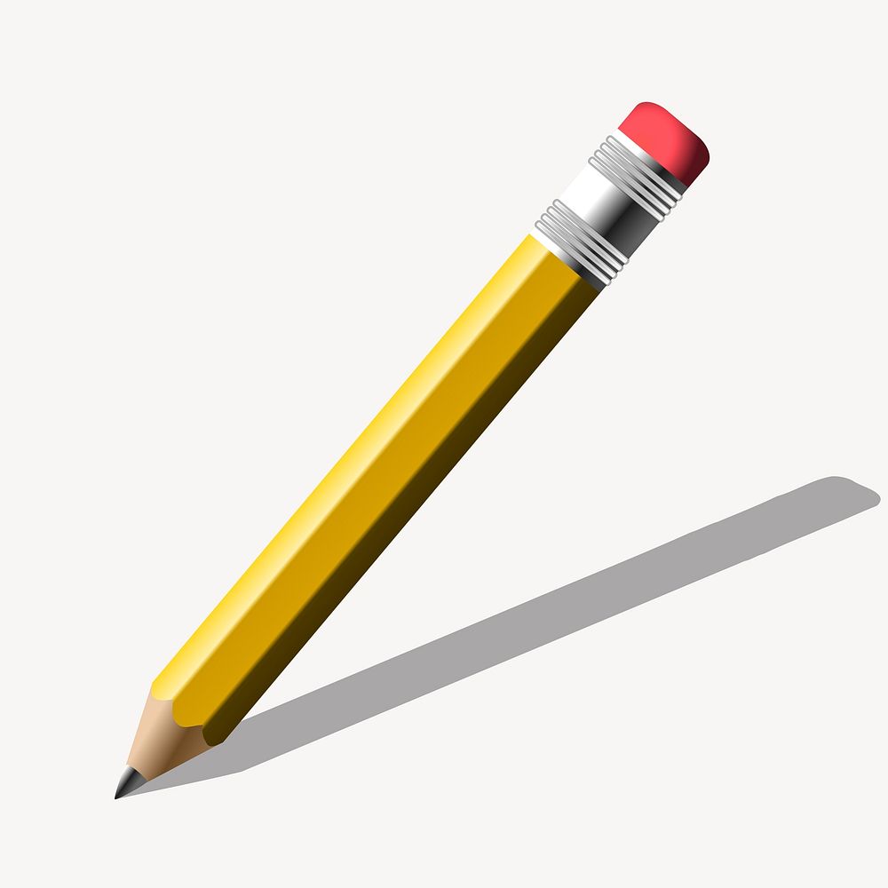 Pencil, stationery clipart, illustration vector. Free public domain CC0 image.