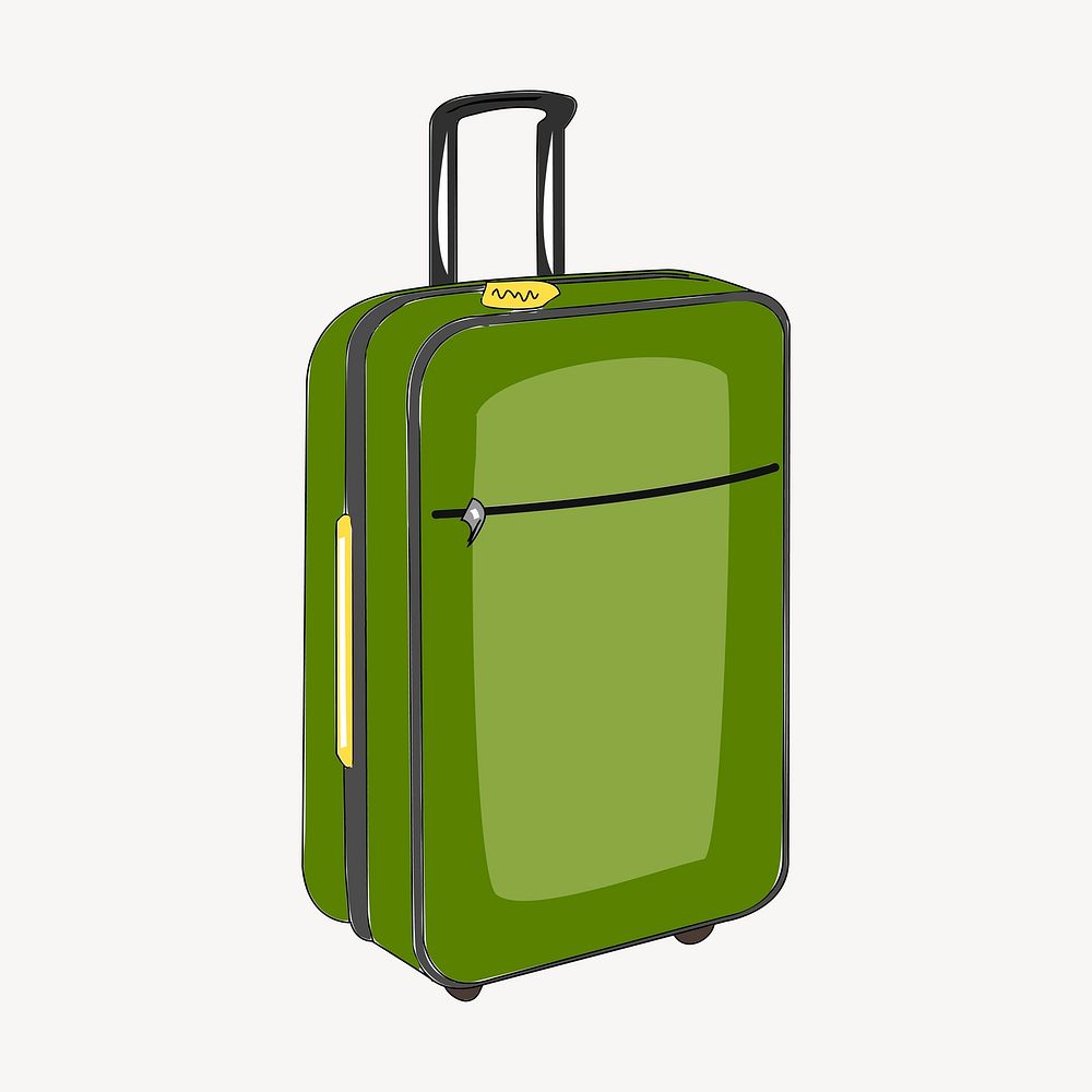 Carry on luggage clip art color illustration. Free public domain CC0 image.