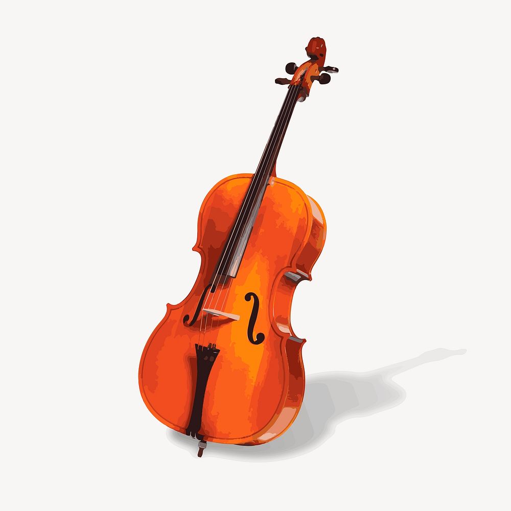 Cello music instrument clip art, object illustration. Free public domain CC0 image.