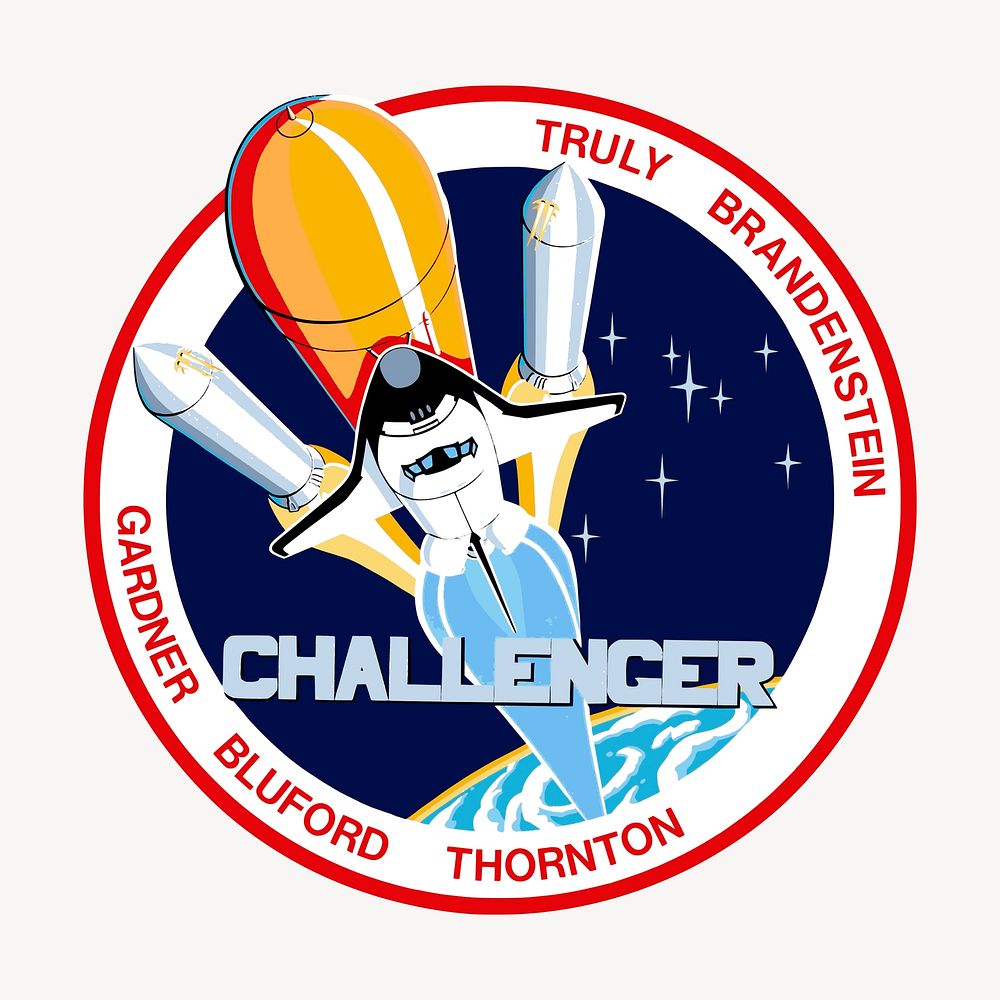Challenger spaceship launch clipart, illustration vector. Free public domain CC0 image.