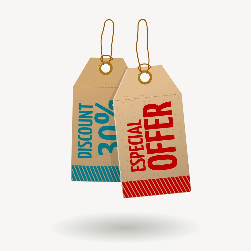 Sale shopping tags clipart, illustration vector. Free public domain CC0 image.