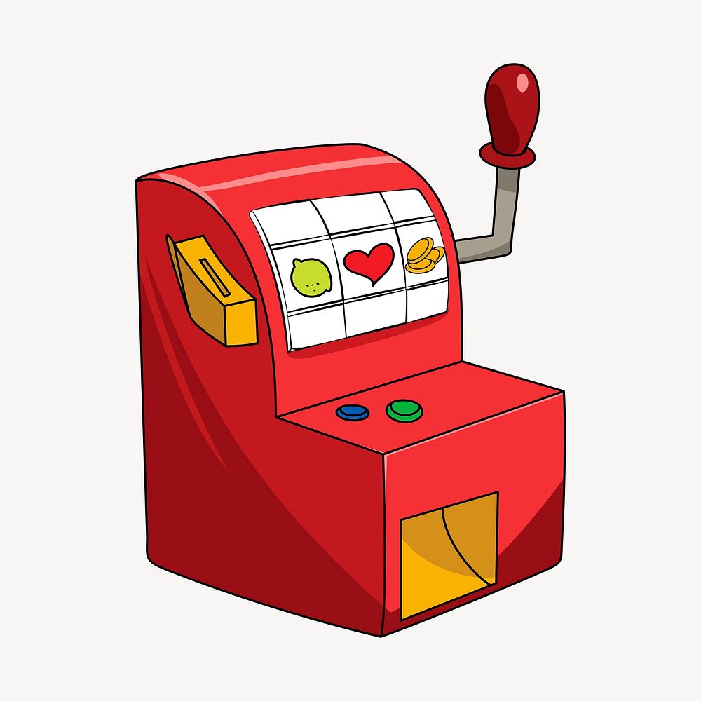 Slot machine clip art colorful illustration. Free public domain CC0 image.