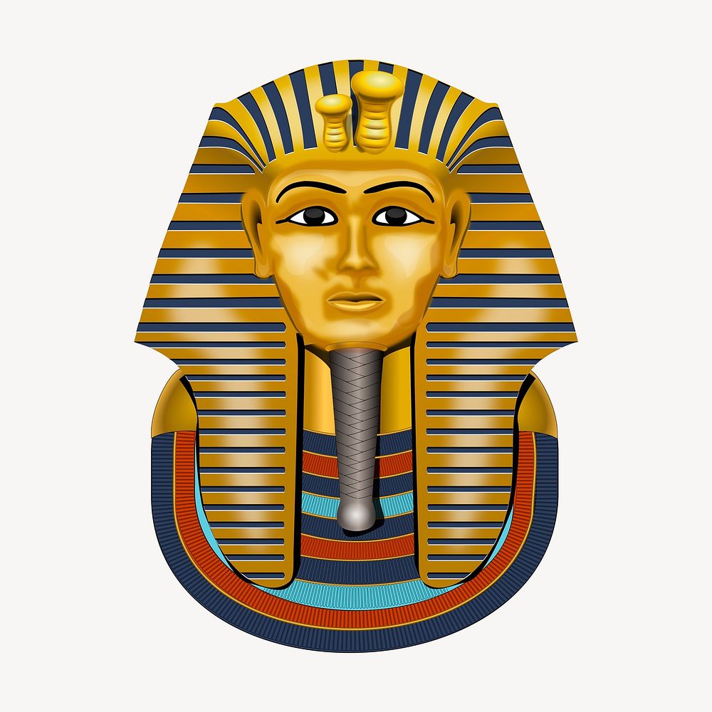 Golden pharaoh mask clipart, collage element illustration psd. Free public domain CC0 image.