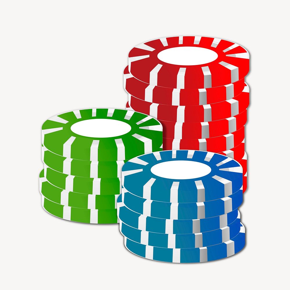 Poker chips clipart, collage element illustration psd. Free public domain CC0 image.