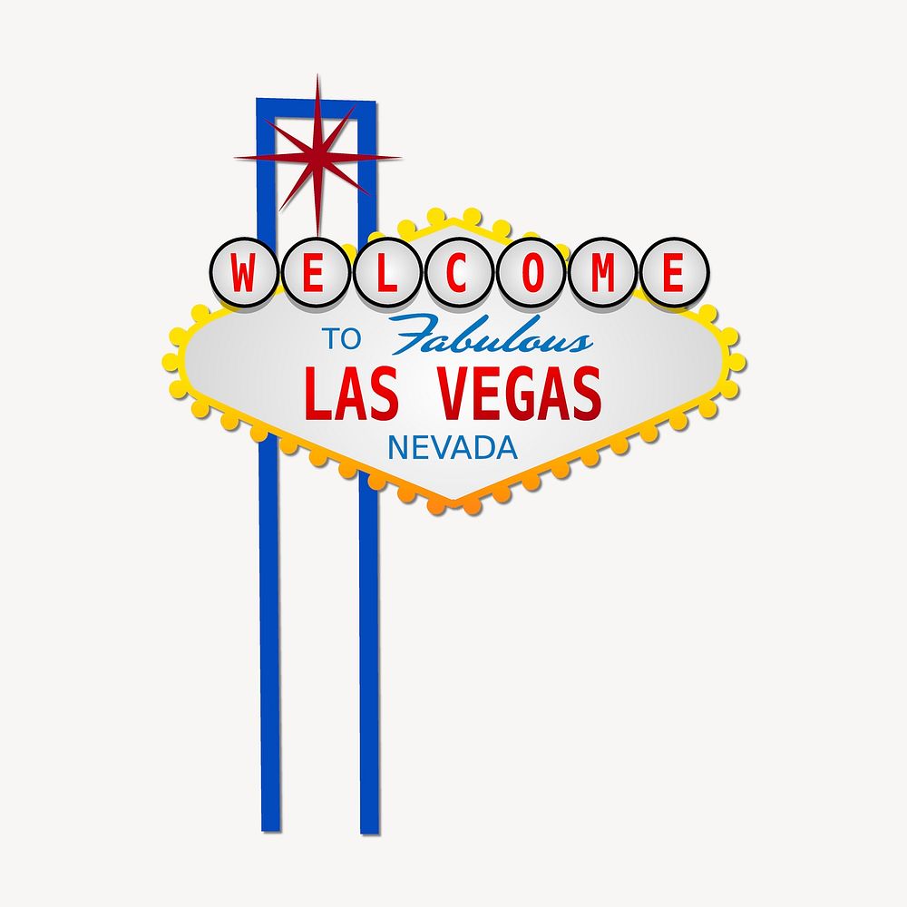Las Vegas sign clip art color illustration. Free public domain CC0 image.