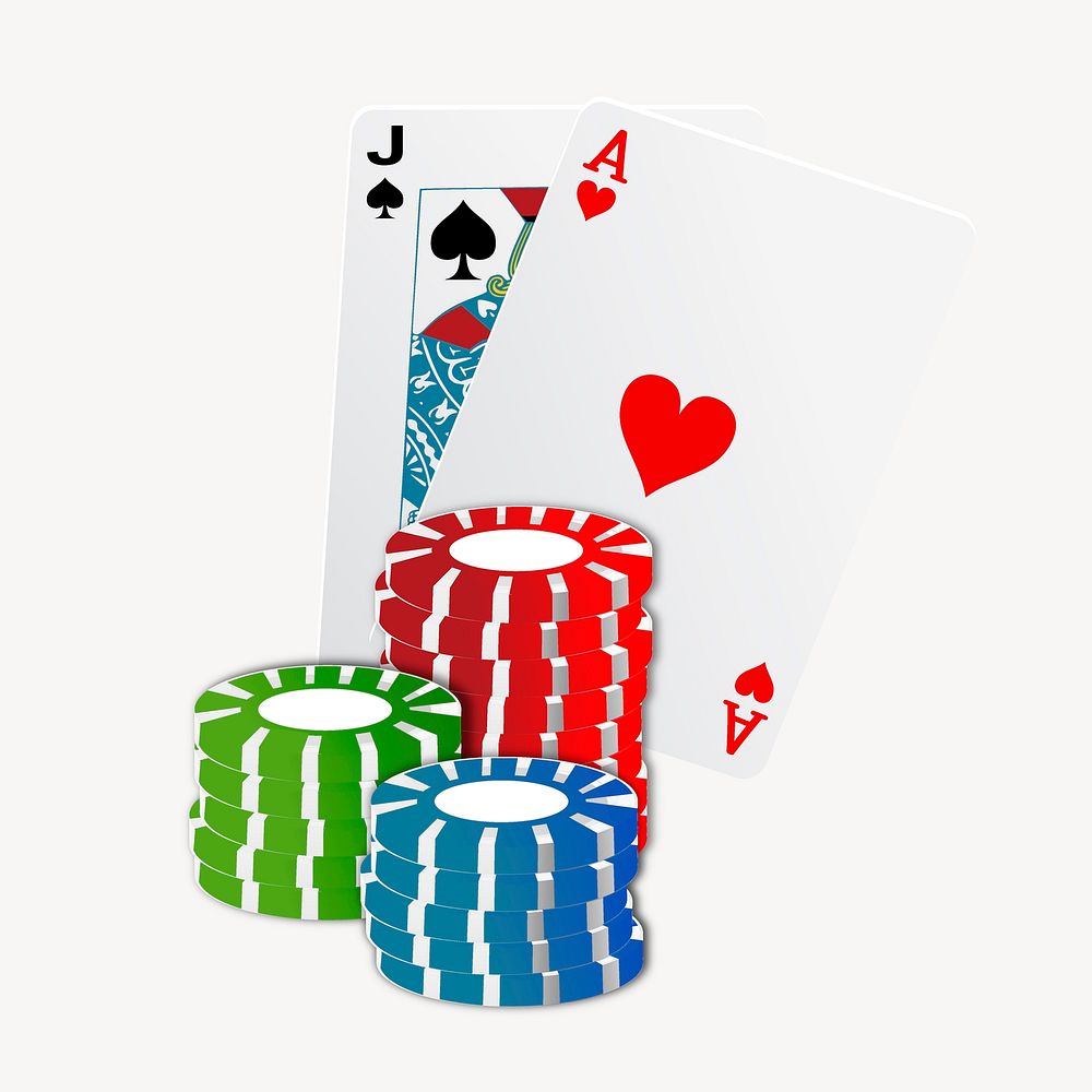 Poker game clip art color illustration. Free public domain CC0 image.