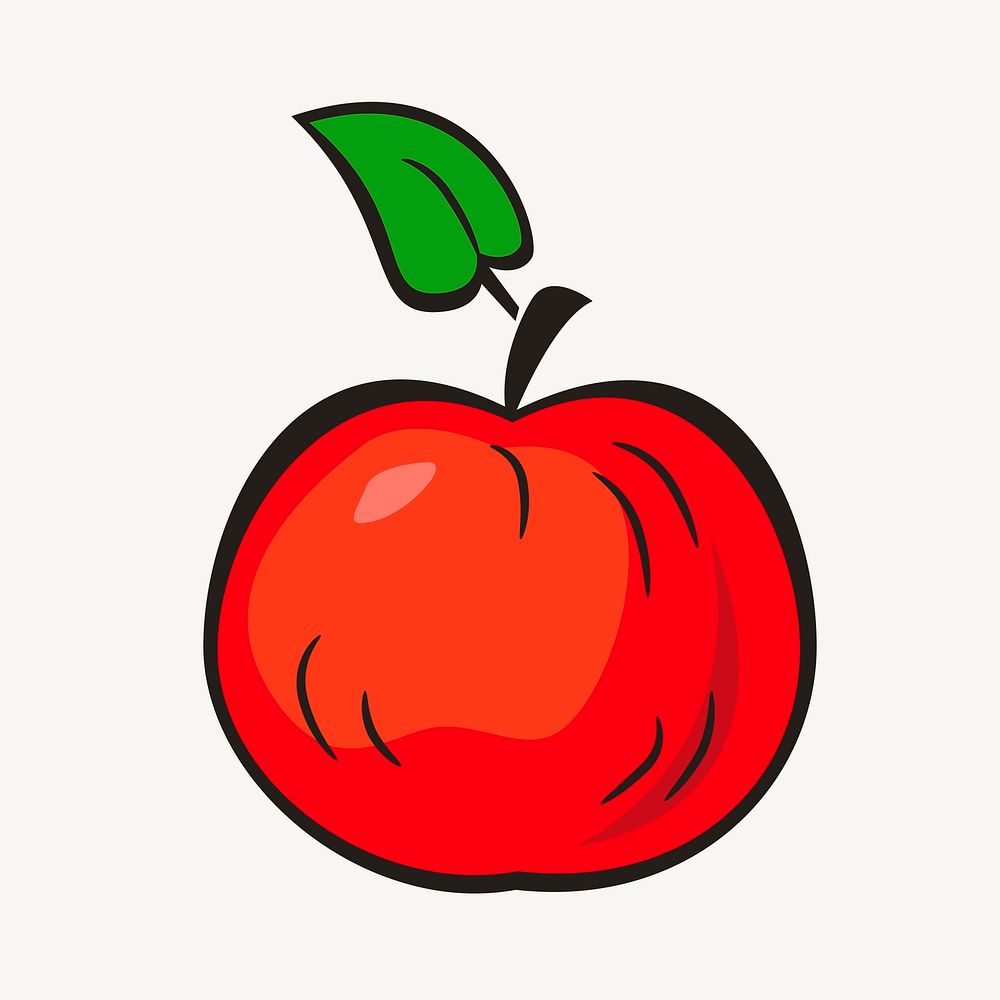 Red apple clipart, illustration vector. Free public domain CC0 image.