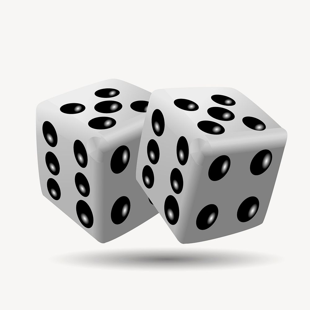 Gambling dice clip art, object illustration. Free public domain CC0 image.