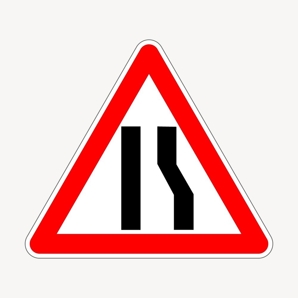 Traffic sign, right lane ends clip art. Free public domain CC0 image.