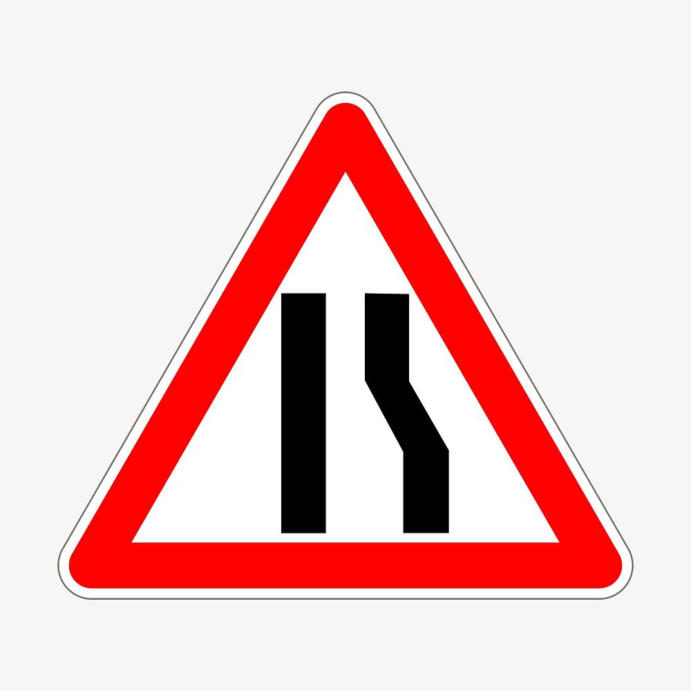 Traffic sign clipart, right lane ends psd. Free public domain CC0 image.