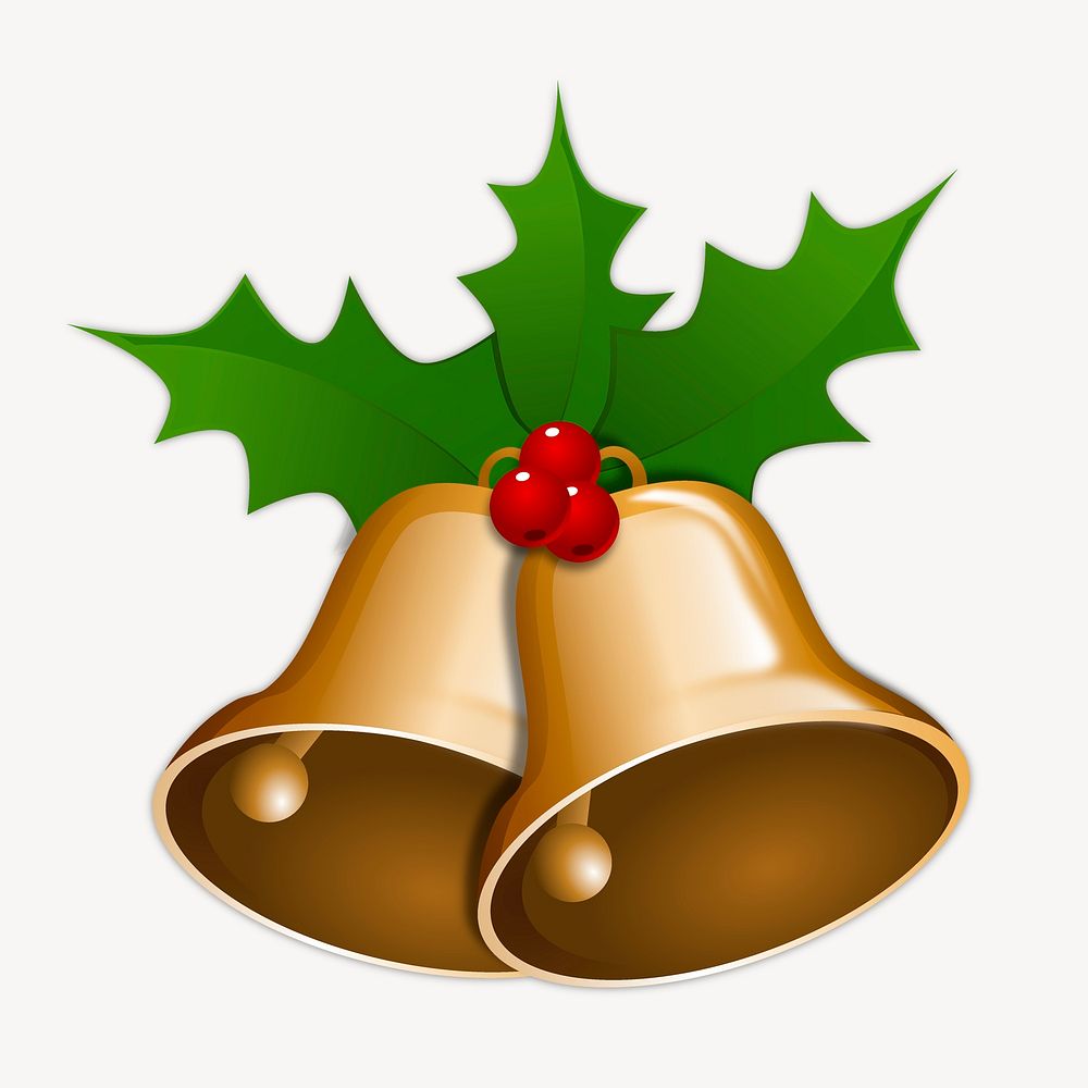 Christmas bells clipart, collage element illustration psd. Free public domain CC0 image.