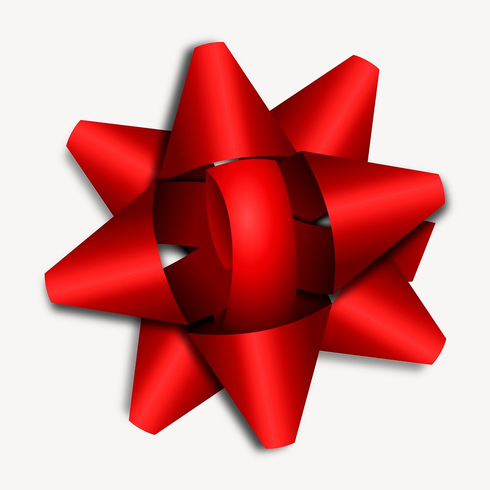 Red Christmas ribbon clipart, illustration vector. Free public domain CC0 image.