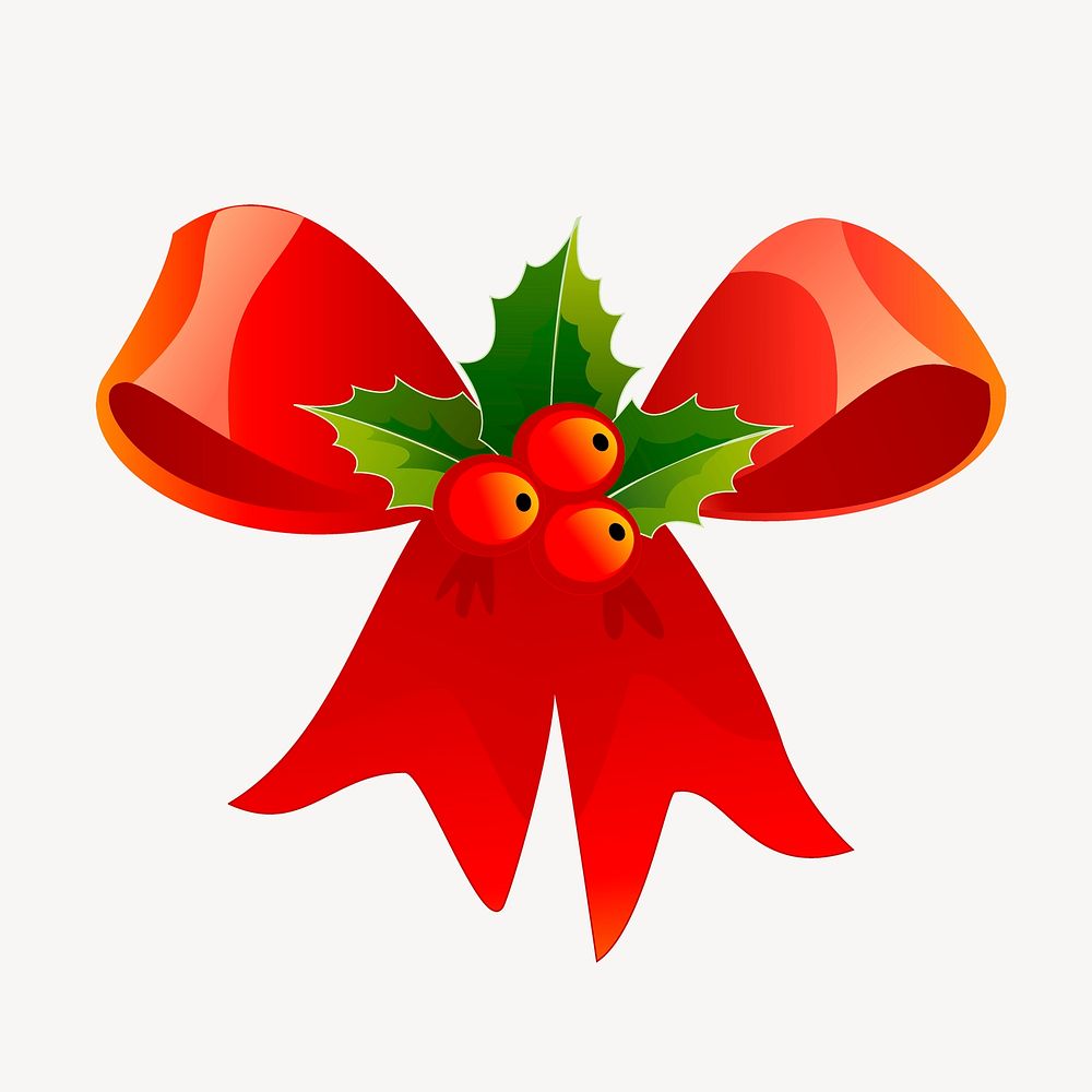 Festive Christmas ribbon clipart, collage element illustration psd. Free public domain CC0 image.