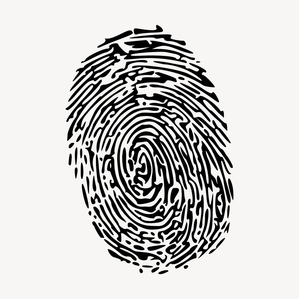 Fingerprint stamp, black and white illustration. Free public domain CC0 image.