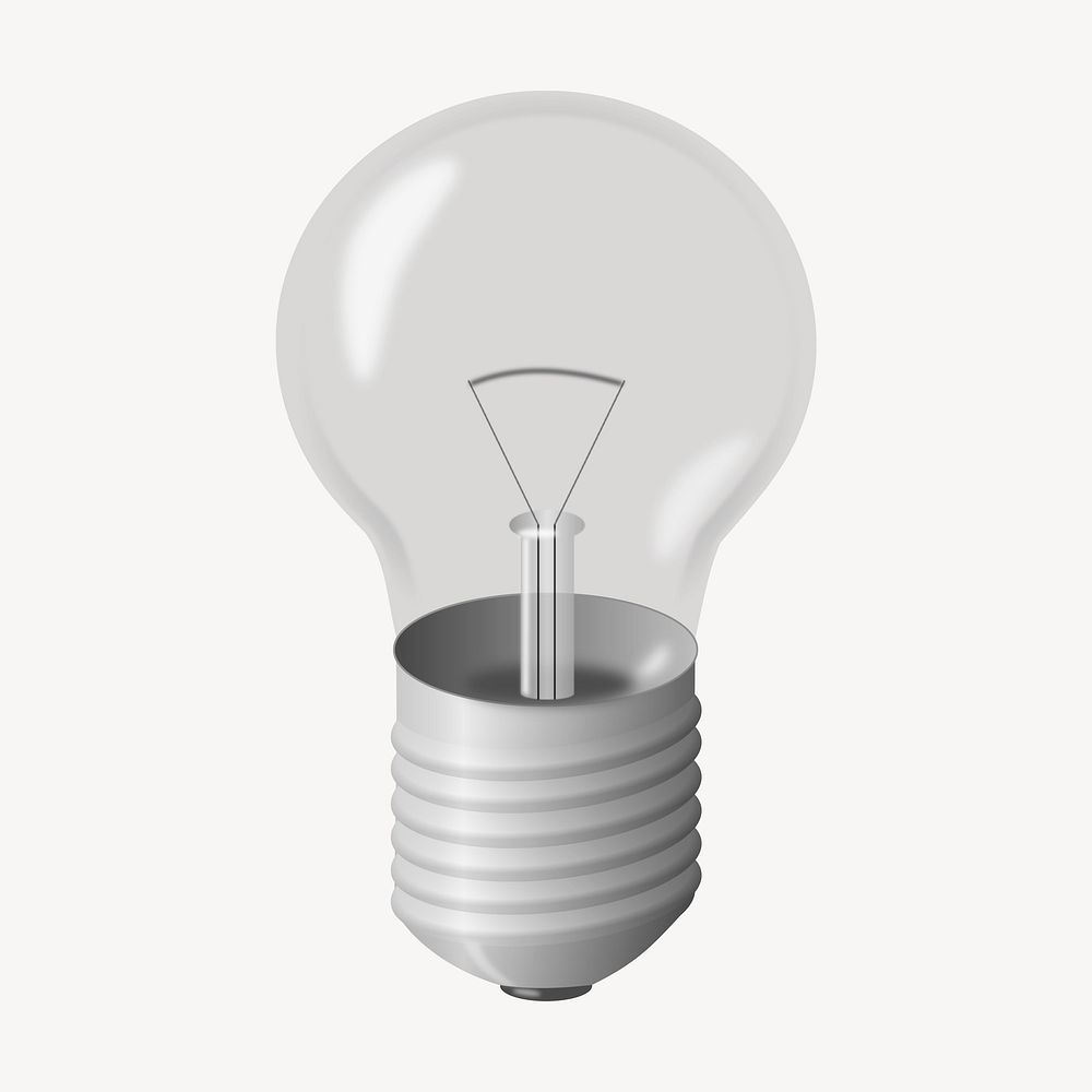 Light bulb clip art, realistic illustration. Free public domain CC0 image.