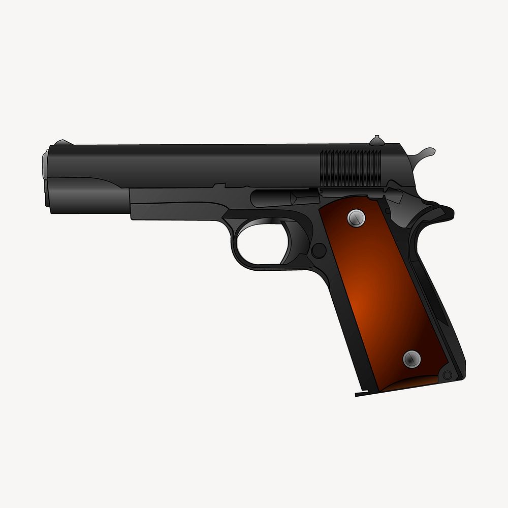 45mm pistol clip art, object illustration. Free public domain CC0 image.