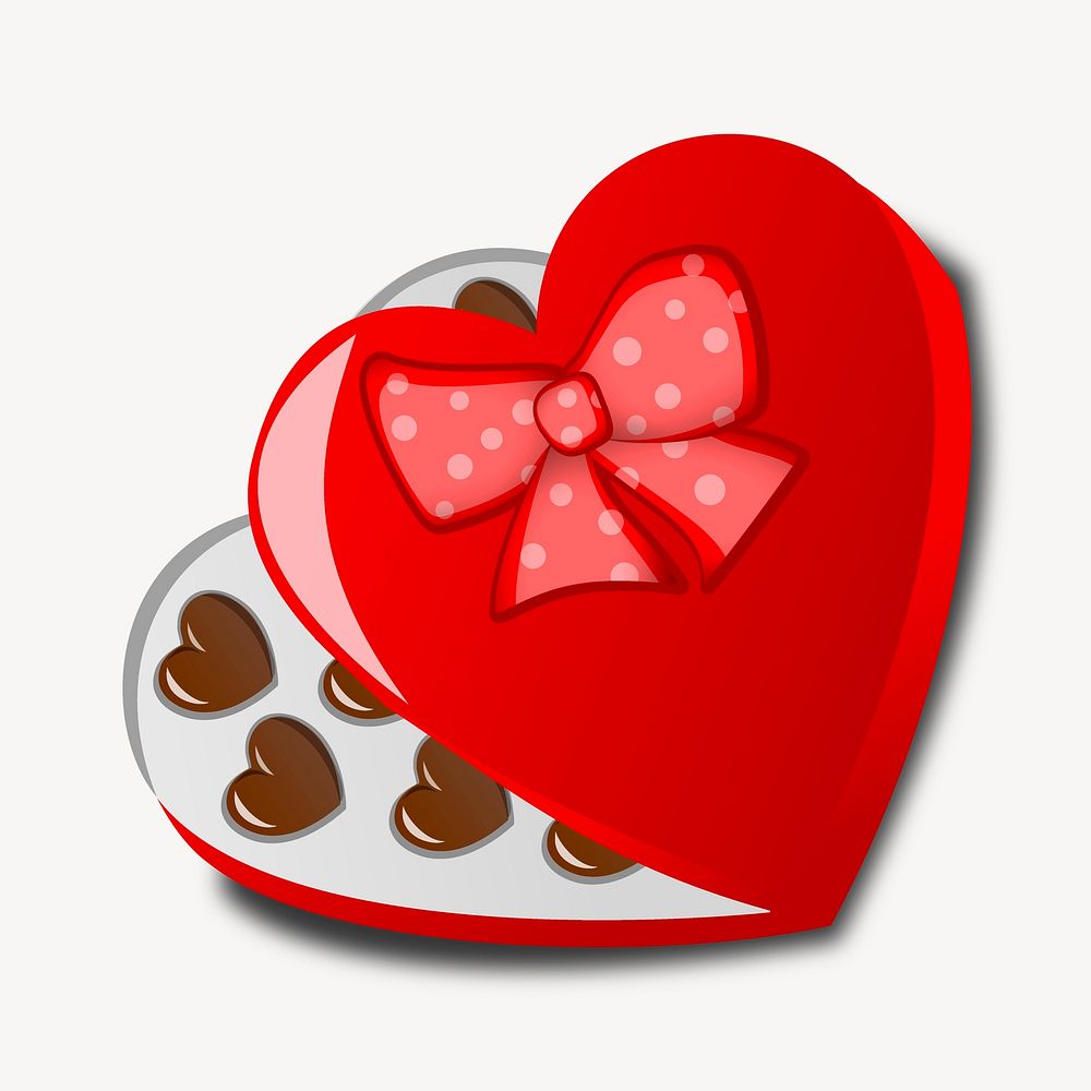 Valentine's chocolate box clipart, illustration vector. Free public domain CC0 image.