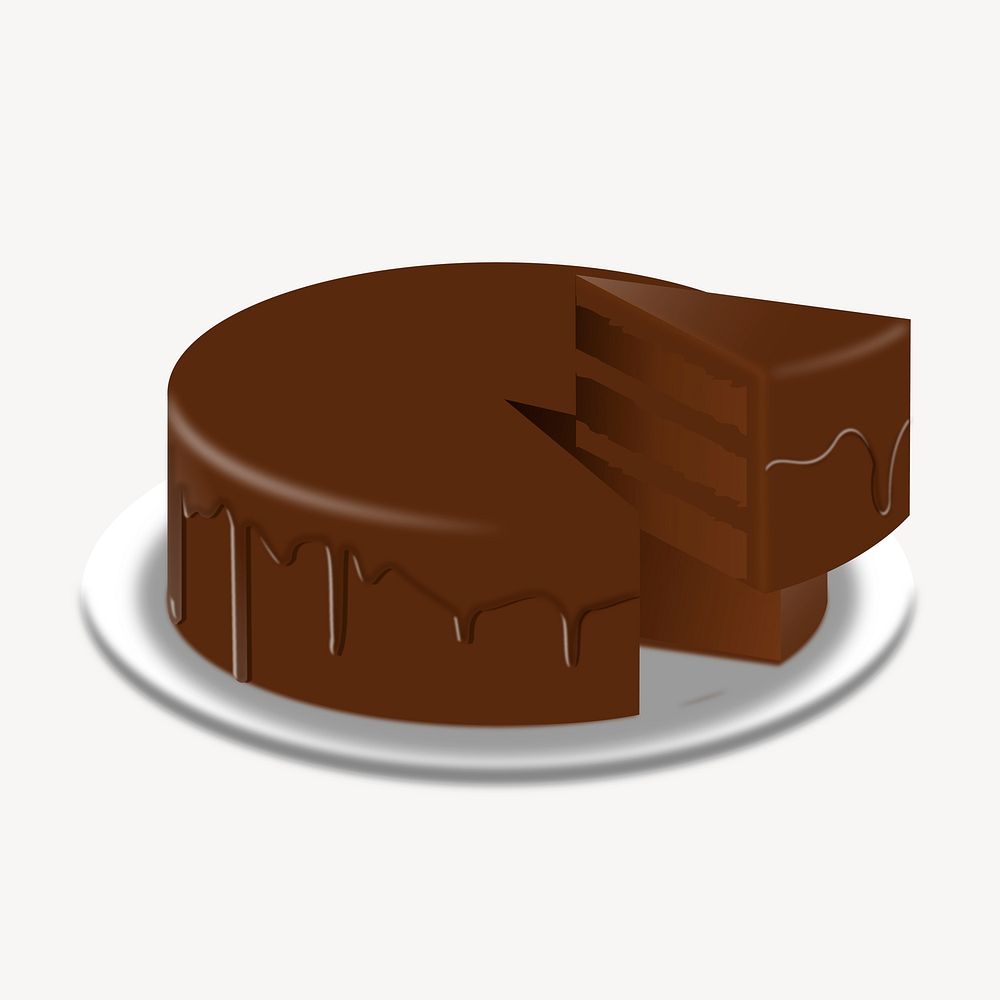 Chocolate cake clipart, illustration vector. Free public domain CC0 image.