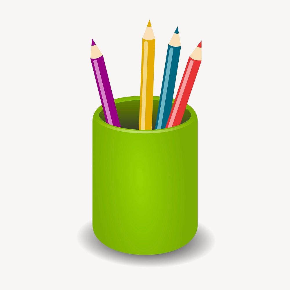 Stationery colored pencils clipart, illustration vector. Free public domain CC0 image.