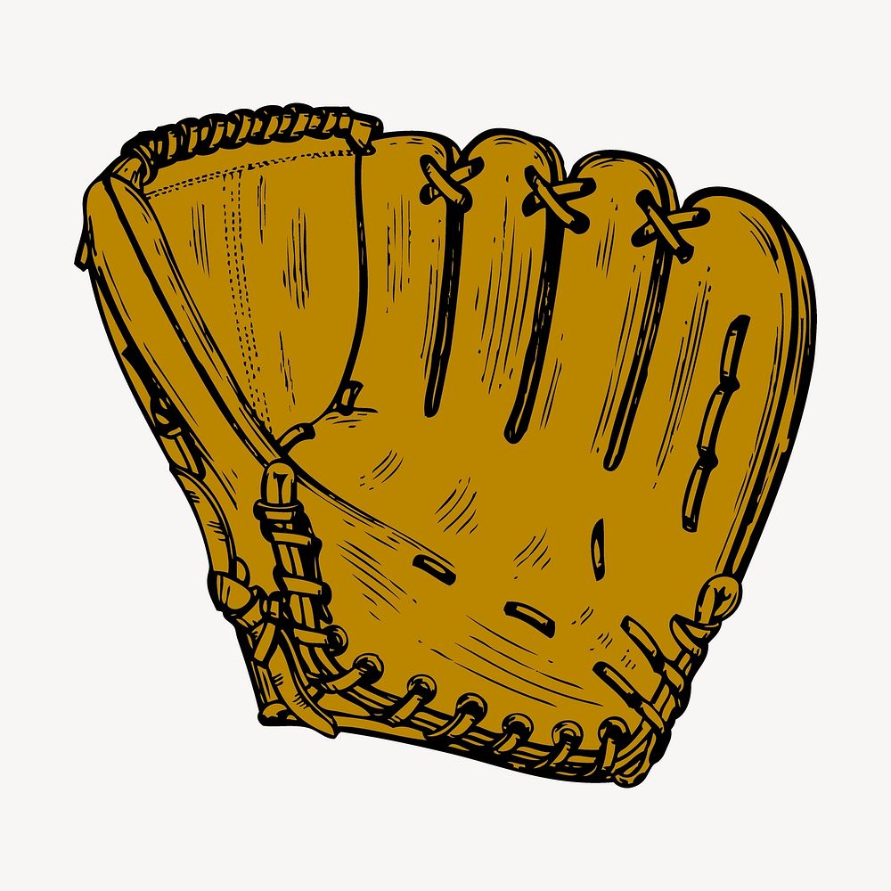 Baseball glove collage element, sports illustration psd. Free public domain CC0 image.